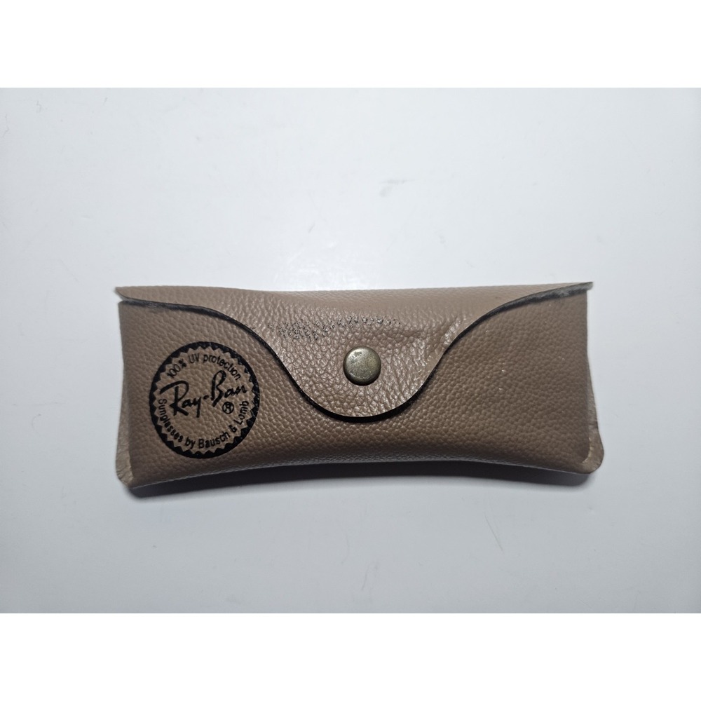 Vintage Ray Ban Bausch & Lomb Tan Faux Leather Sunglasses Case Snap Closure USA